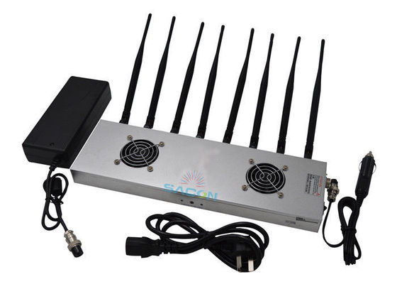 16W হাই পাওয়ার সিগন্যাল জ্যামার 8 ব্যান্ড এবং 2G 3G 4G ওয়াইফাই ব্লকিংয়ের জন্য 30m জ্যামিং রেঞ্জ সহ