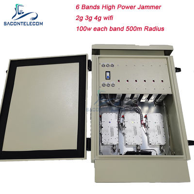 ৫জি ৫.২জি ৫.৮জি সিগন্যাল ব্লকিংয়ের জন্য ৬০০ মিটার ব্যাসার্ধের সাথে ৬০০ ওয়াট ওয়াটার ওয়াটারপ্রুফ আউটডোর বোমা জ্যামার