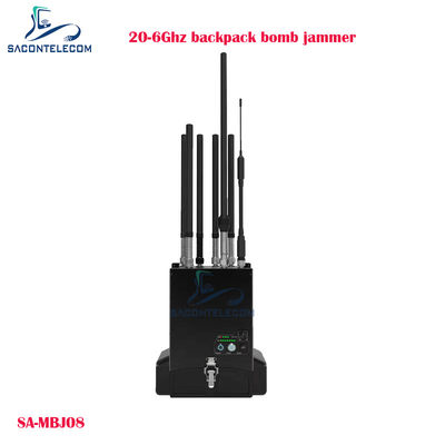 20-6000MHz ম্যানপ্যাক ড্রোন জ্যামার 100W শক্তি এবং 40m জ্যামিং দূরত্ব ব্যাকপ্যাক বোমা জ্যামার ইউএভি সংকেত ব্লকার