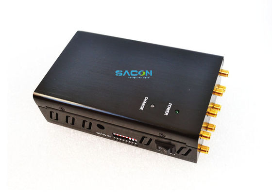 DC12V 4W পোর্টেবল ওয়াইফাই জ্যামার 20 মি জ্যামিং রেঞ্জ এবং 1.5 ঘন্টা কাজের সময় জন্য 8 ওমনি অ্যান্টেনা সহ