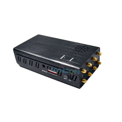 পোর্টেবল ৮ ব্যান্ড মোবাইল সিগন্যাল জ্যামার ৮০০০ এমএএইচ ব্যাটারি এবং 2 জি 3 জি 4 জি জিপিএস ওয়াইফাই ব্লকিংয়ের জন্য নিয়মিত ডিপ সুইচ সহ