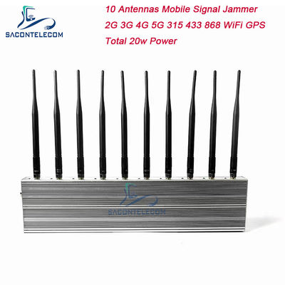 5G জিপিএস ওয়াইফাই ভিএইচএফ ইউএইচএফ এর জন্য ১০ চ্যানেল ২৪ ঘন্টা কার্যকরী ৩ কুলিং ফ্যান সহ ওয়্যারলেস সিগন্যাল জ্যামার ব্লকার