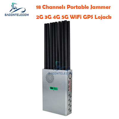 7.4V 20m সেল ফোন সিগন্যাল বিঘ্নকারী 18 অ্যান্টেনা 4G 5G GPS 18W